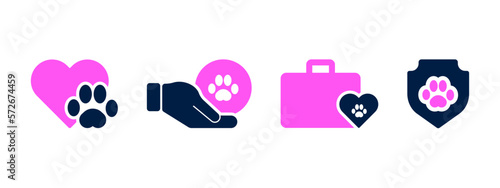 animal welfare icon set. animal protection icon in flat style concept - stock vector.