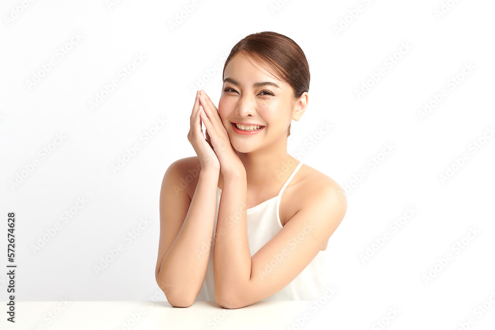 Beautiful young asian woman with clean fresh skin on white background, Face care, Facial treatment, Cosmetology, beauty and spa, Asian women portrait. Beautiful young asian woman with clean fresh skin on white background, Face care, Facial treatment, Cosmetology, beauty and spa, Asian women portrait.