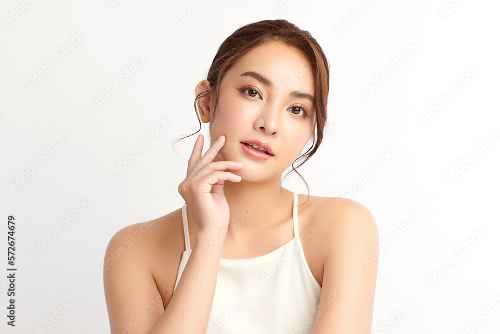 Beautiful young asian woman with clean fresh skin on white background, Face care, Facial treatment, Cosmetology, beauty and spa, Asian women portrait. Beautiful young asian woman with clean fresh skin on white background, Face care, Facial treatment, Cosmetology, beauty and spa, Asian women portrait.