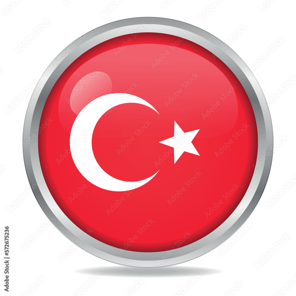 Turkey Flag Gradient Button Circle Turkey Flag Gradient Button Circle