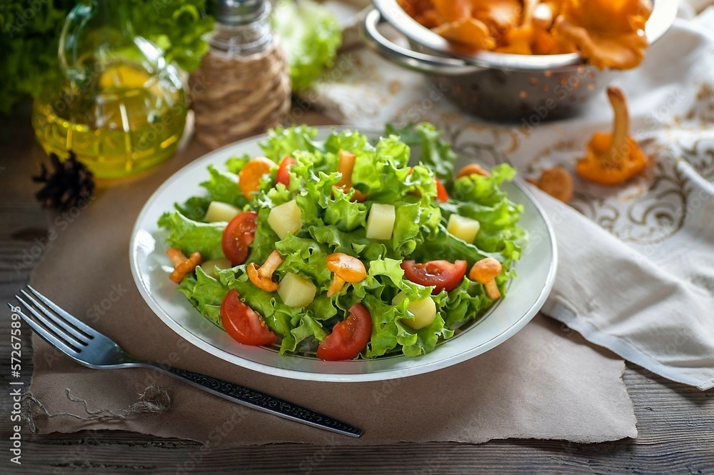 Vegetable salad with tomato and cheese Vegetable salad with tomato and cheese