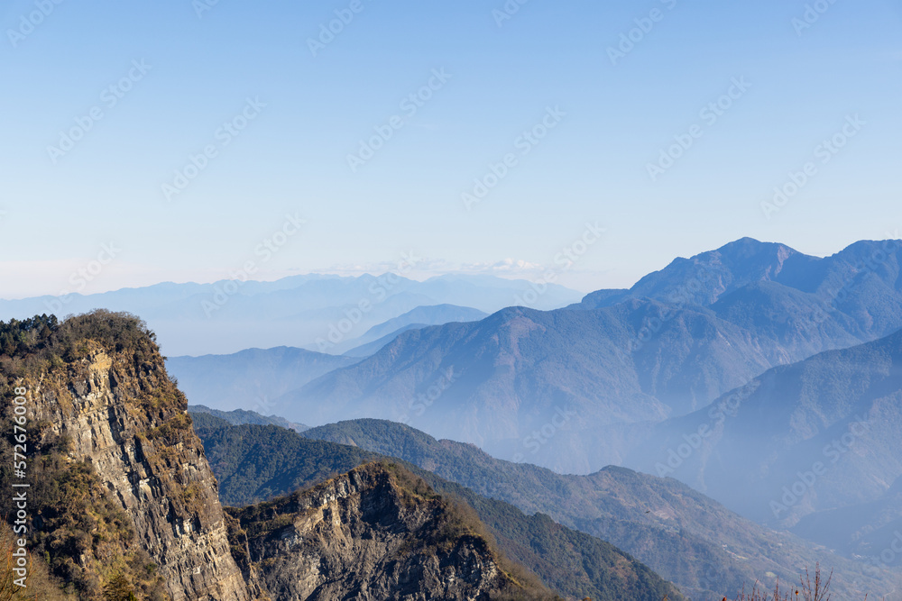 Alishan national scenic area with beautiful mountain landscape