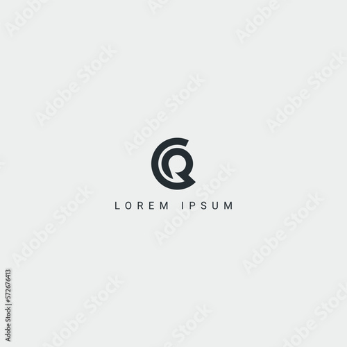 Alphabet letter CR RC logo minimal monogram icon design vector template.