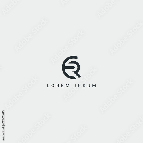 Alphabet letter ER RE logo minimal monogram icon design vector template.