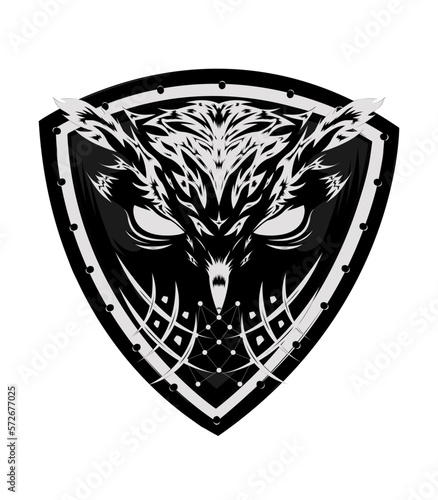 Angry owl vector logo design black and white color