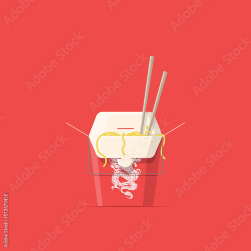 Chinese Takeaway Noodle Meal vector