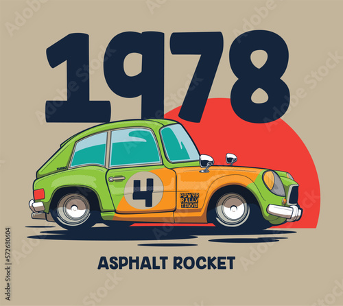 vector cartoon racing car drawing