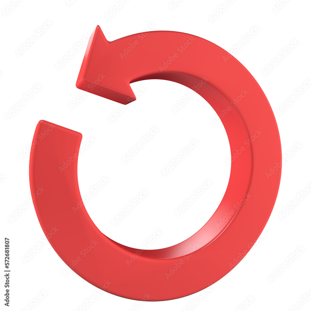 circle arrow red color 3d icon isolated on transparent background. 3D rendering circle arrow red color 3d icon isolated on transparent background. 3D rendering
