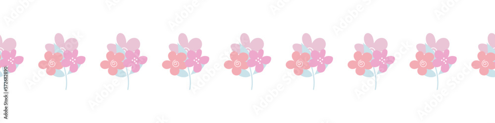 Floral decorative tape, floral seamless border, decorative frame