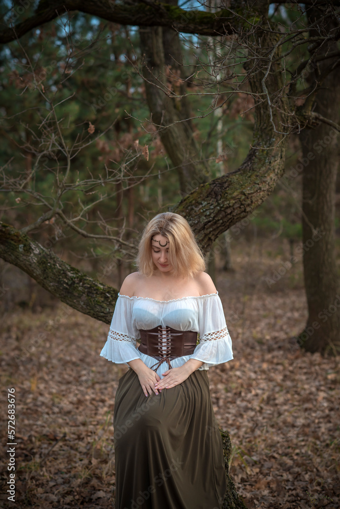 Scandinavian woman outfit, details of dress, Nordic culture Scandinavian woman outfit, details of dress, Nordic culture