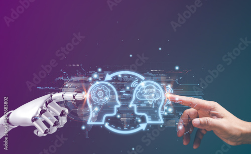 Ai chatGPT is bot to smart and Hitech to communicate with human. Ai connection to global cyber network to chat gpt concept. new technology in future can support all businesses to online in cyberspace photo