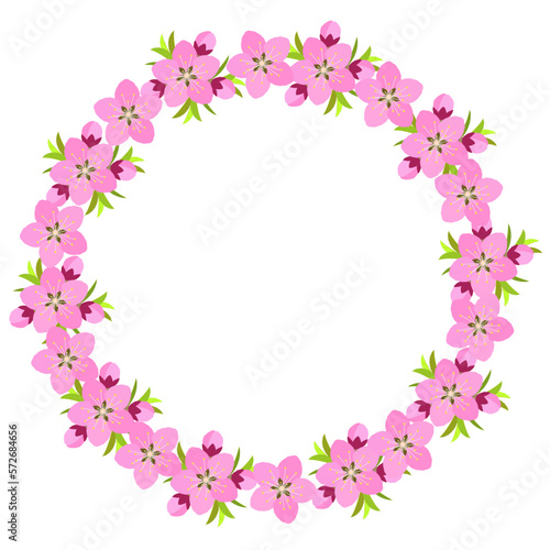 Pink peach blossom wreath frame © piyo piyo　