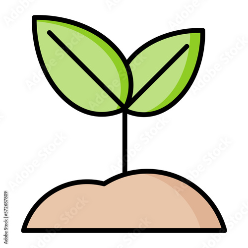green seedlings on the ground icon.