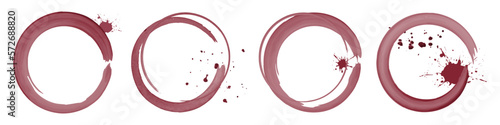 Red wine stains. Traces wine splashes set. Vector.Vector Illustration of Spilled Wine Glasses Stains