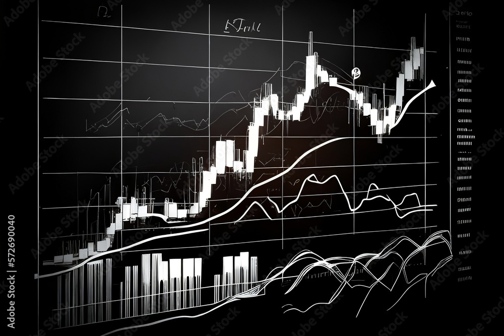 Naklejka premium Money Moves: A Candlestick Chart Illustrates the Strategy and Tactics of the Stock Market, Generated AI