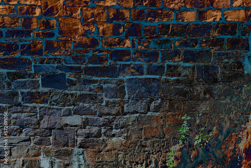Steinmauer blau braun als Hintergrund für Design, Web, Karten....