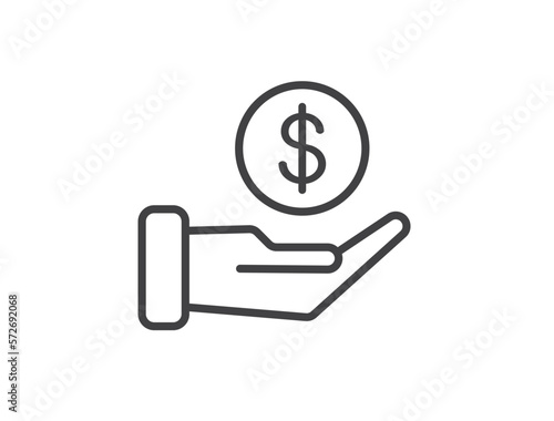 Dollar in hand icon. Save money icon. Vector illustration.