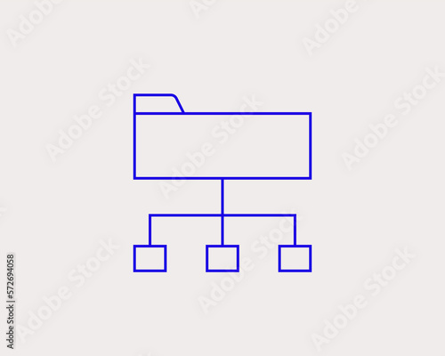 Geometric technology illustration. Vector file explorer icon in flat design art. Trend blue color 