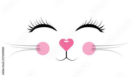 
Cute cartoon animal face with closed eyes.