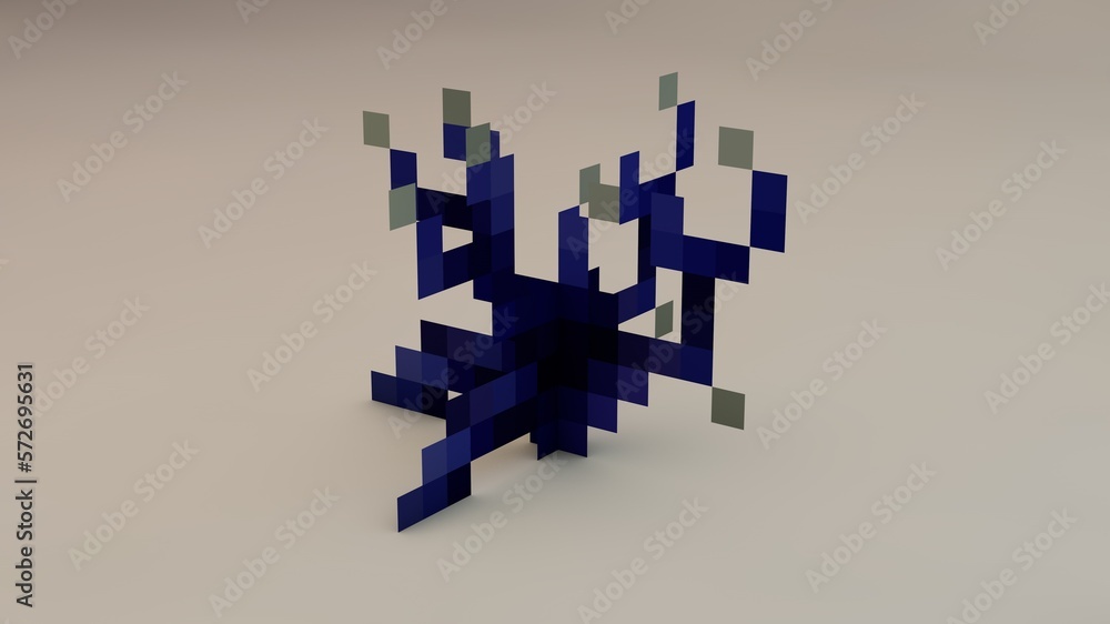 Obraz premium dark blue flower pixel 3d art