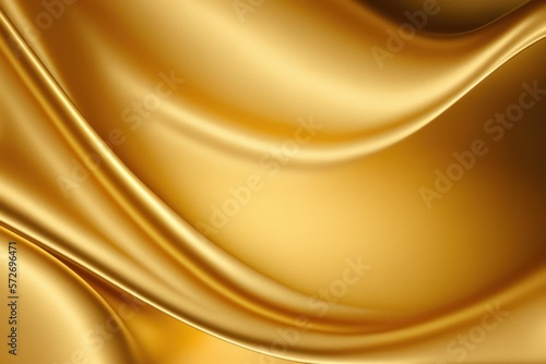 Gold silk wavy fabric background with copy space. Generative AI