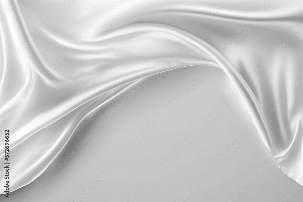 White silk wavy fabric background with copy space. Generative AI