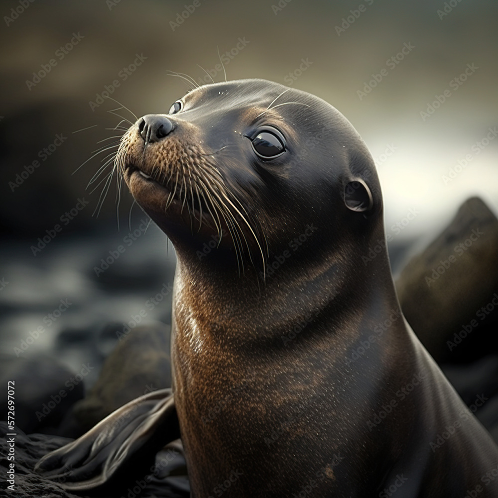 Naklejka premium Fur Seal Generative AI