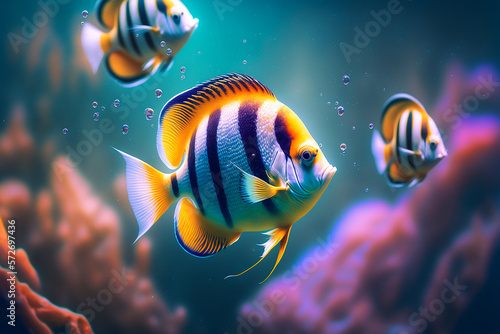 tropical fish, underwater blured background