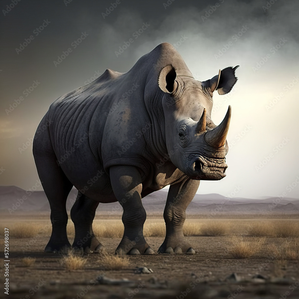 Fototapeta premium Black Rhinoceros Generative AI