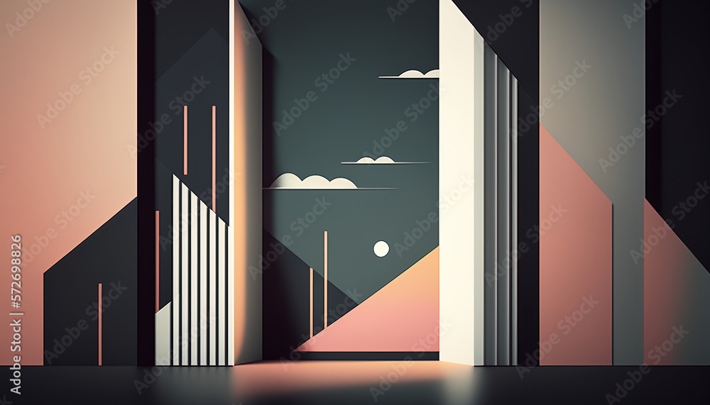 Fototapeta premium Minimalist Geometric Wallpapers, Generative AI, Illustration