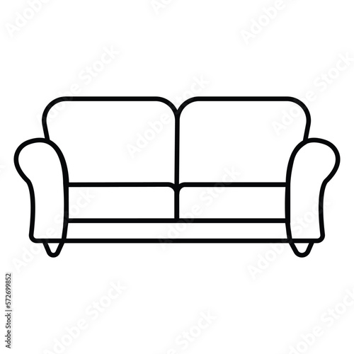 Sofa outline icon. Clipart image isolated on white background