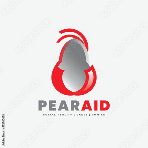 Social Reality and Creative Comics Arts Pear Model Logo