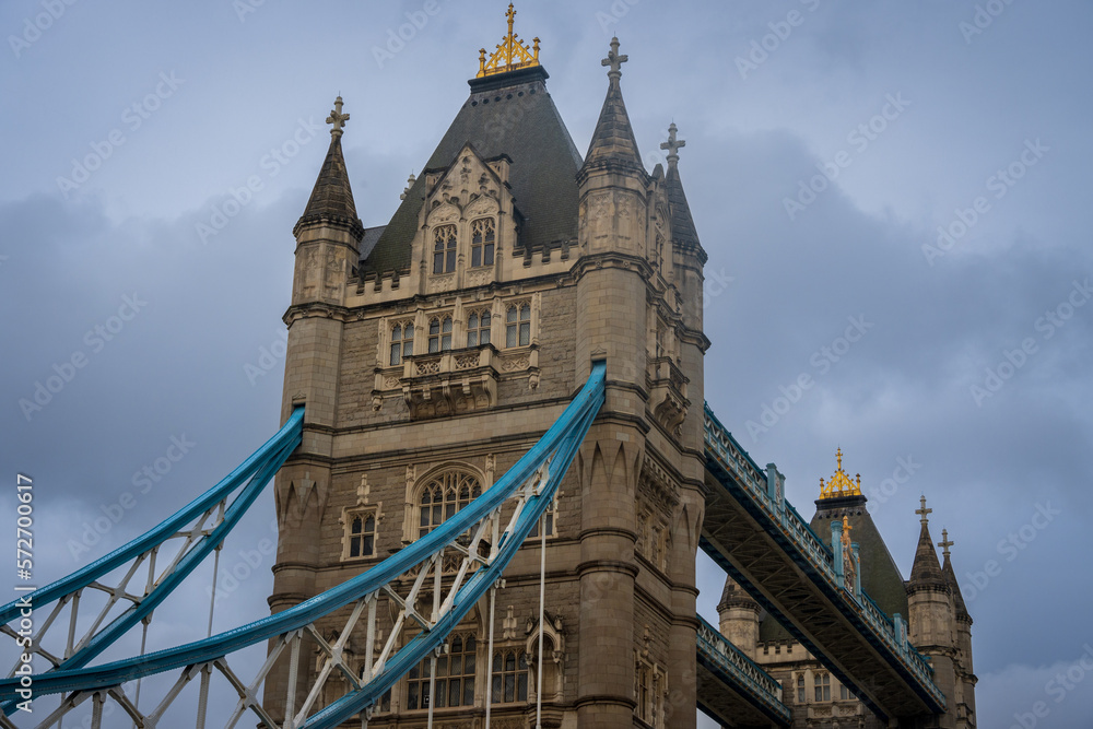 Fototapeta premium Tower Bridge is a bascule and suspension bridge in London, built between 1886 and 1894, which crosses the River Thames.