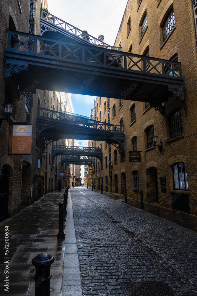 Shad Thames Historical Wharf Bridges. London.