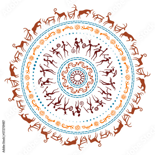 Ethnic style colorful mandala. Tribal round vector pattern.