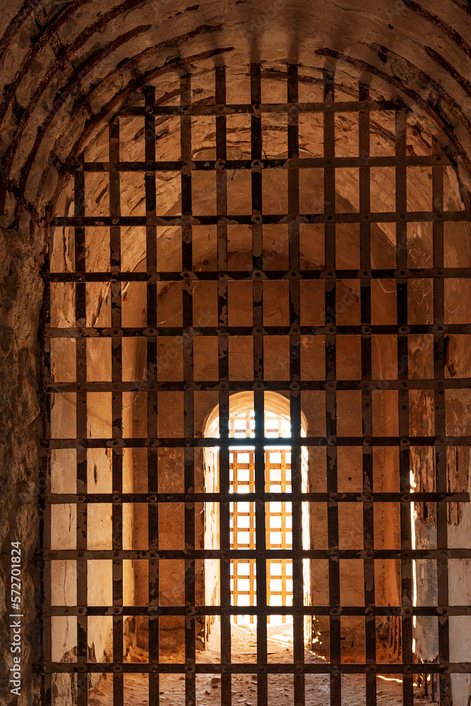 Cell in historic Yuma territorial prison, Arizona state historic park, Arizona, USA