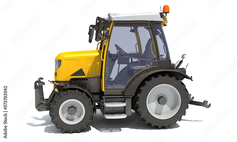 Fototapeta premium Farm Tractor 3D rendering on white background