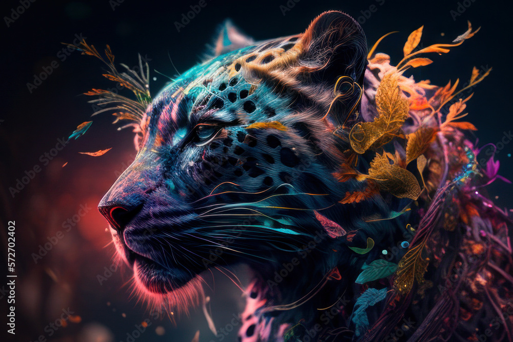 portrait of a leopard created with Generative AI technology portrait of a leopard created with Generative AI technology