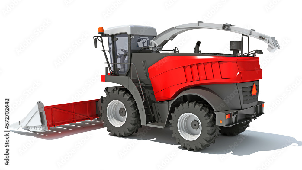 Combine Harvester 3D rendering on white background Combine Harvester 3D rendering on white background