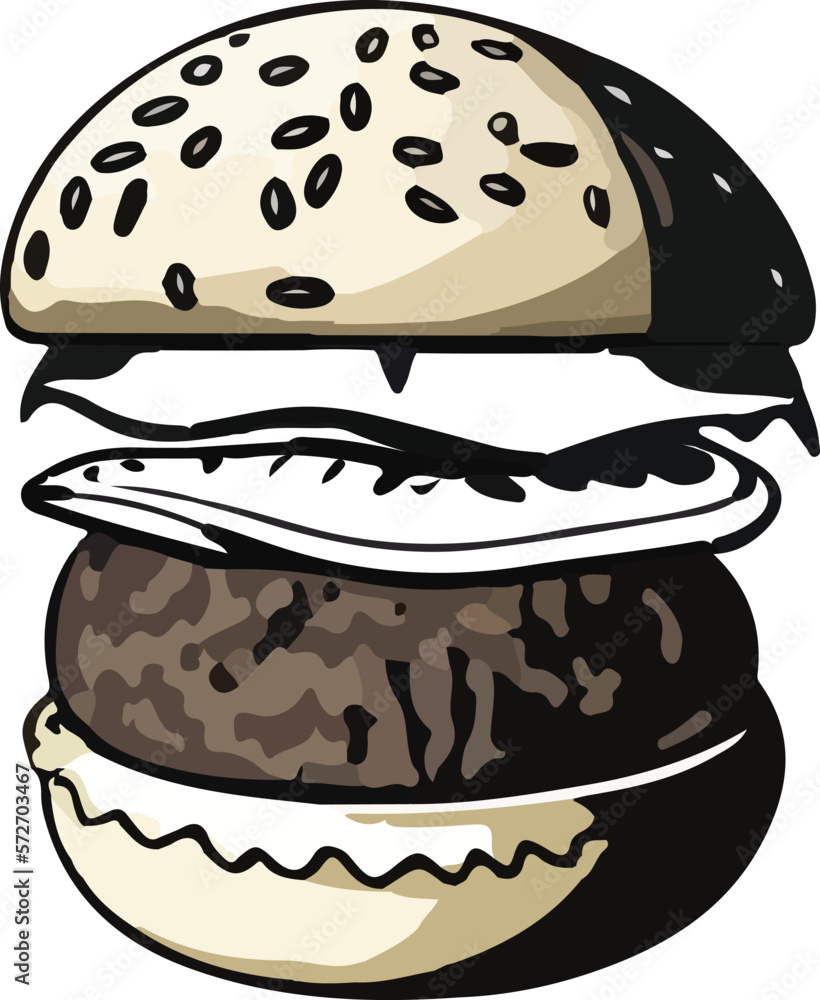 Big Hamburger on White Background, Vector Illustration Big Hamburger on White Background, Vector Illustration