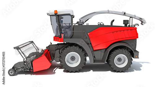 Combine Harvester 3D rendering on white background