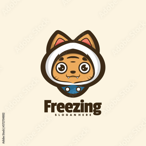 Freezing Cat Logo Vector
