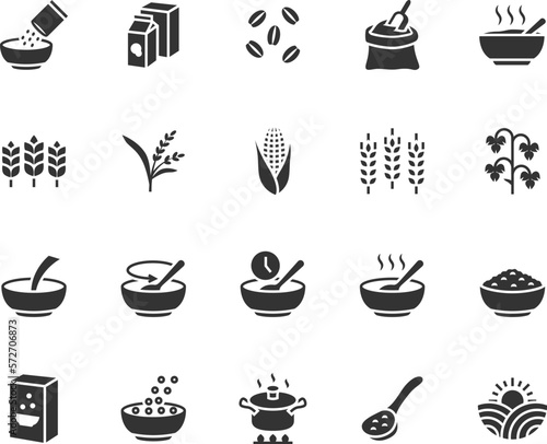 Fotobehang Vector set of cereals flat icons