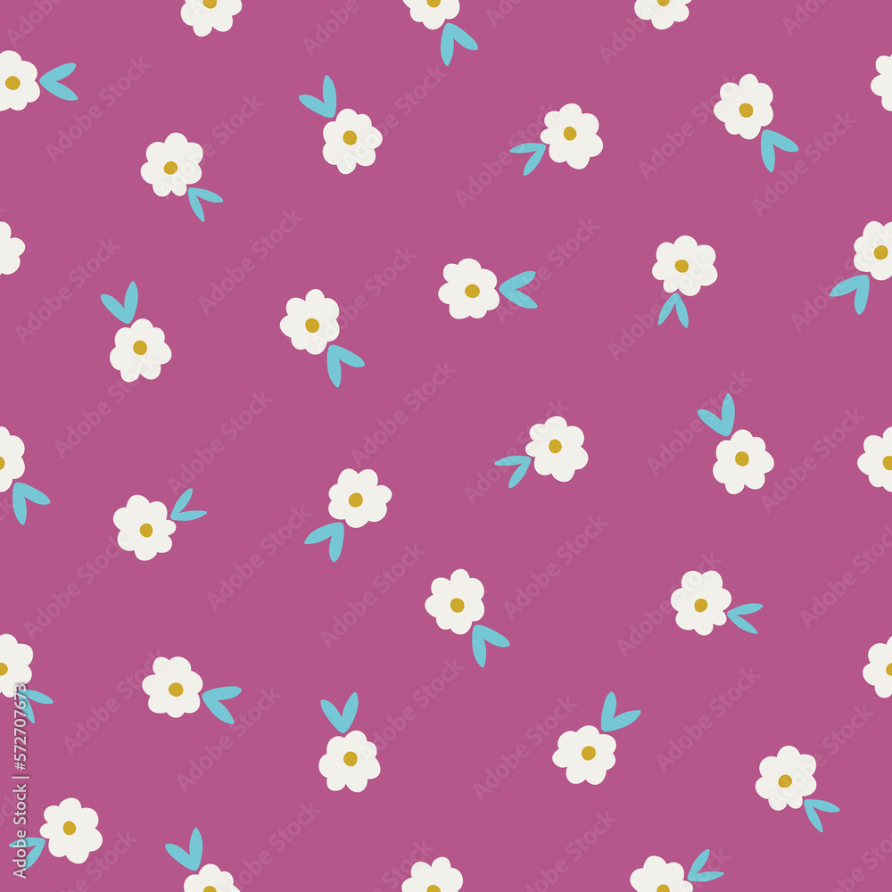 Floral seamless pattern with white flowers on pink background Floral seamless pattern with white flowers on pink background