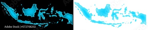 indonesia map blue glow futuristic transparent background