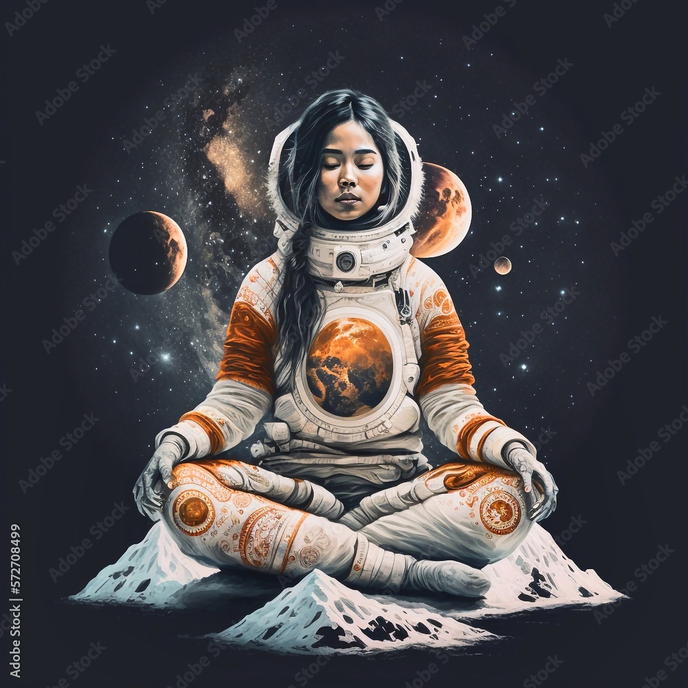 Astronautin und Yoga, made by AI-Ai-Art Astronautin und Yoga, made by AI-Ai-Art
