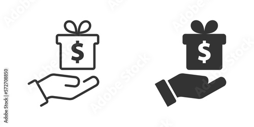 Donation icon. Gift box with dollar sign. Vector illustration.