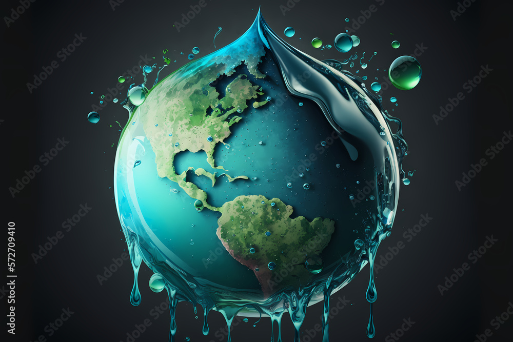 World water day. Globe Concept design for earth made of water