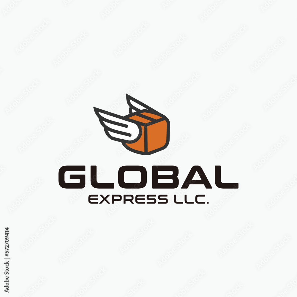 Obraz premium wing box logistic logo design template