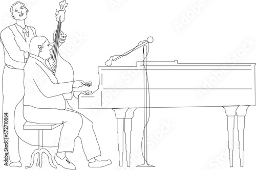 Vector sketch illustration of 2 people orchestral musicians